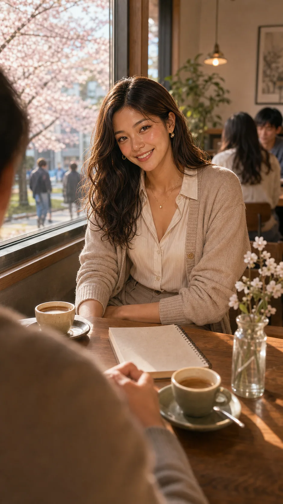 カフェでJasmineと会話する場面